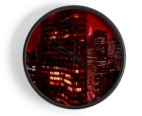 Chrysler Building Red Clock - Wallart-Direct UK