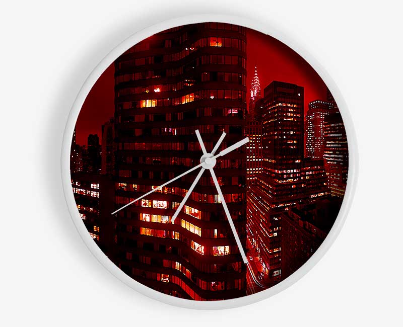 Chrysler Building Red Clock - Wallart-Direct UK