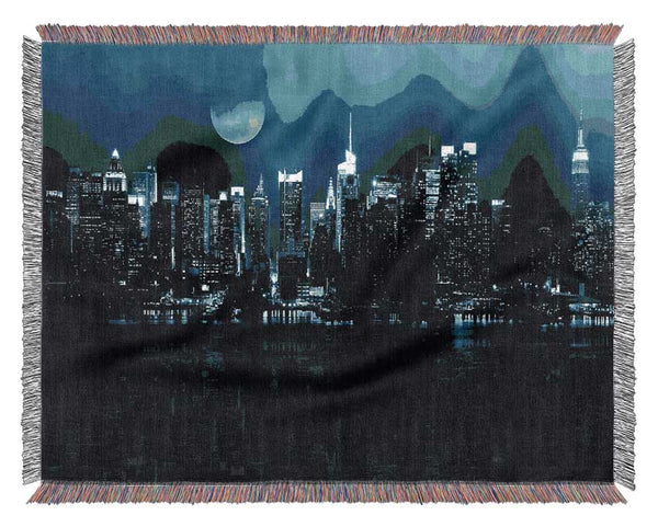 New York City Blue Moon Nights Woven Blanket