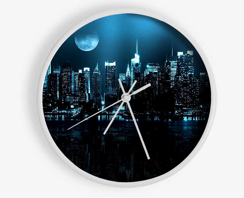 New York City Blue Moon Nights Clock - Wallart-Direct UK