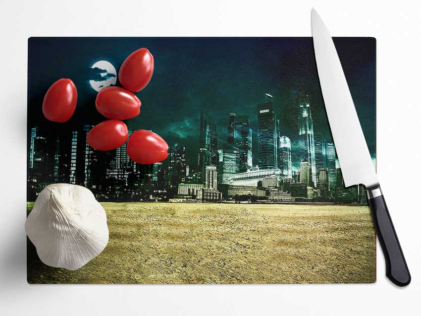 City Night Moonlight Glass Chopping Board