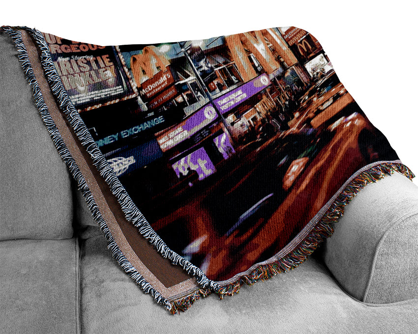 New York Night At The Theatre Woven Blanket