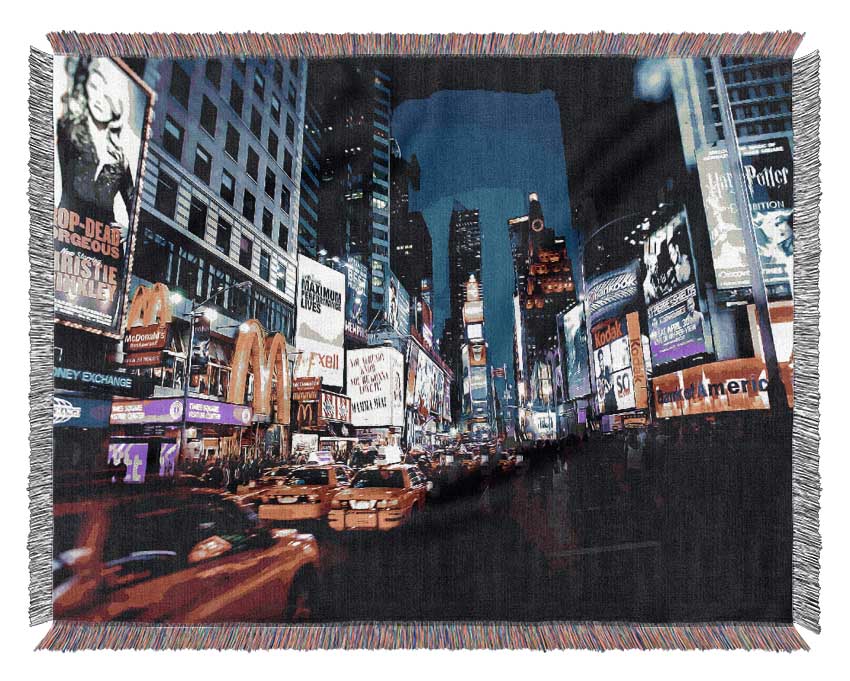 New York Night At The Theatre Woven Blanket