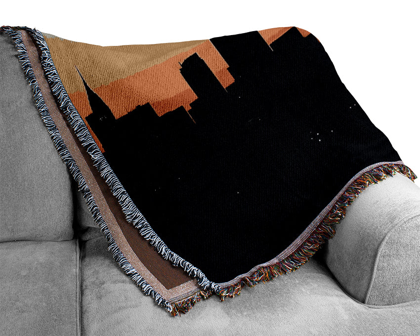 Empire State Building NYC At Sunset Woven Blanket