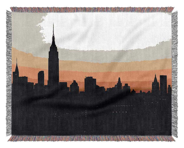 Empire State Building NYC At Sunset Woven Blanket