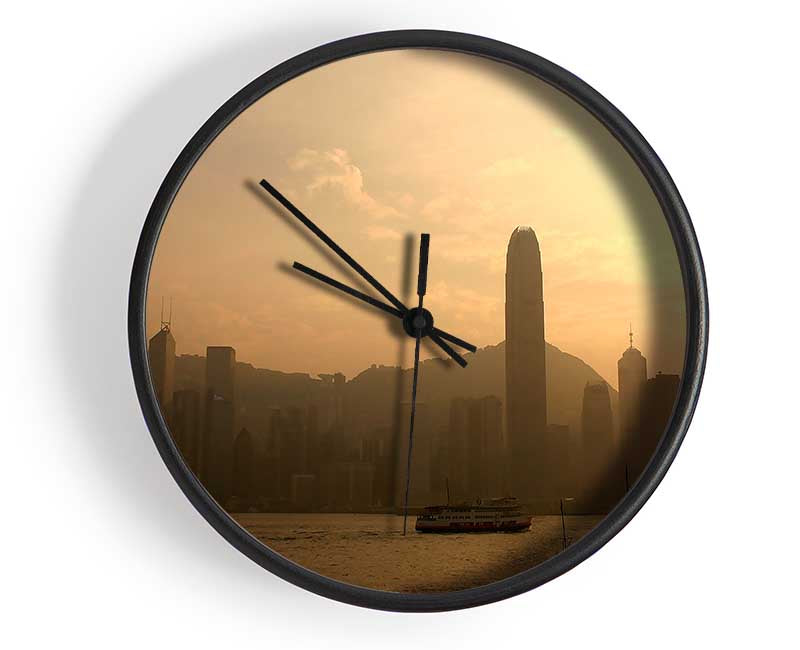 Hong Kong Misty Morning Sunrise Clock - Wallart-Direct UK