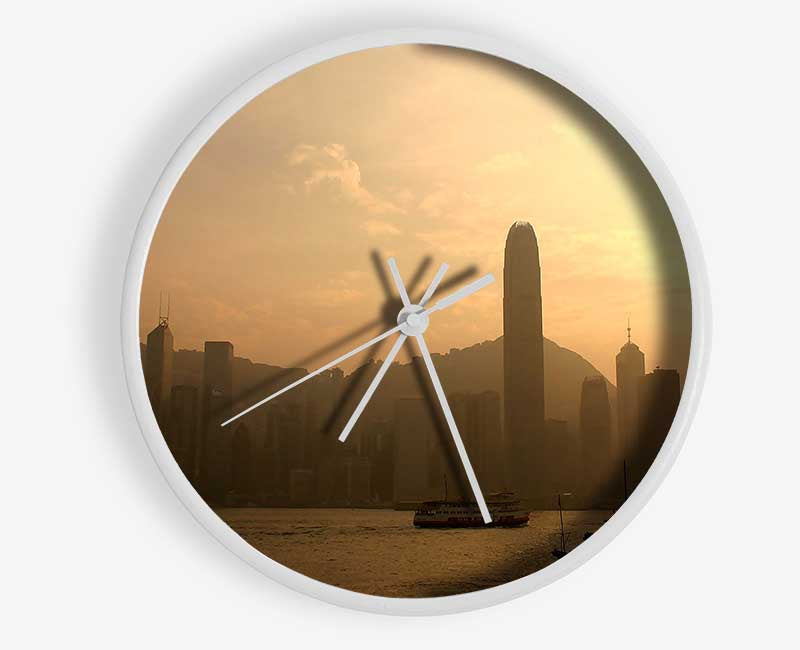 Hong Kong Misty Morning Sunrise Clock - Wallart-Direct UK