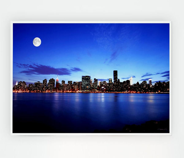 City By Moonlight Print Poster Wall Art