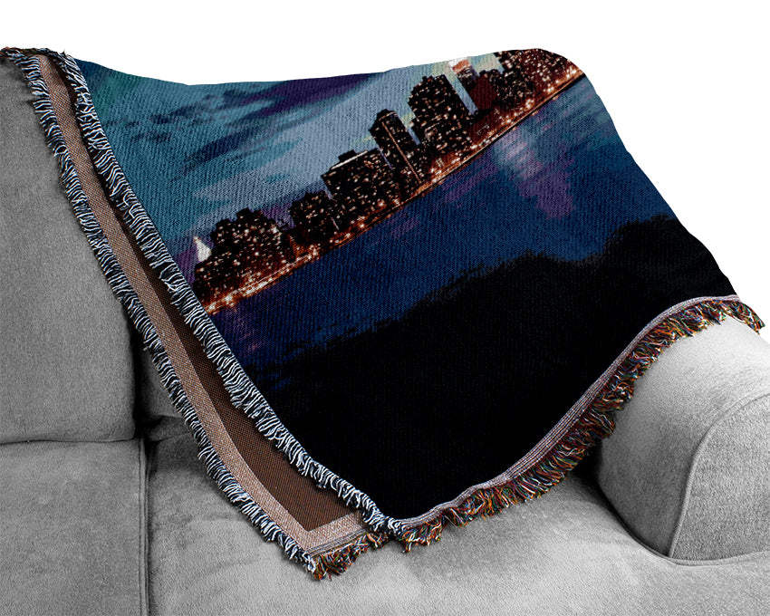 City By Moonlight Woven Blanket