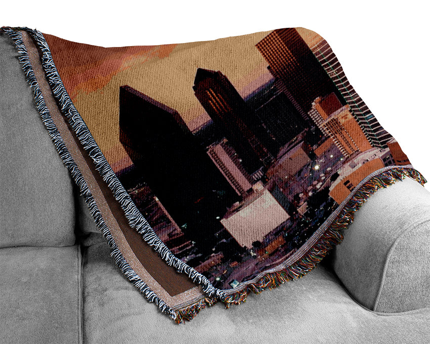 City By Sunrise Woven Blanket