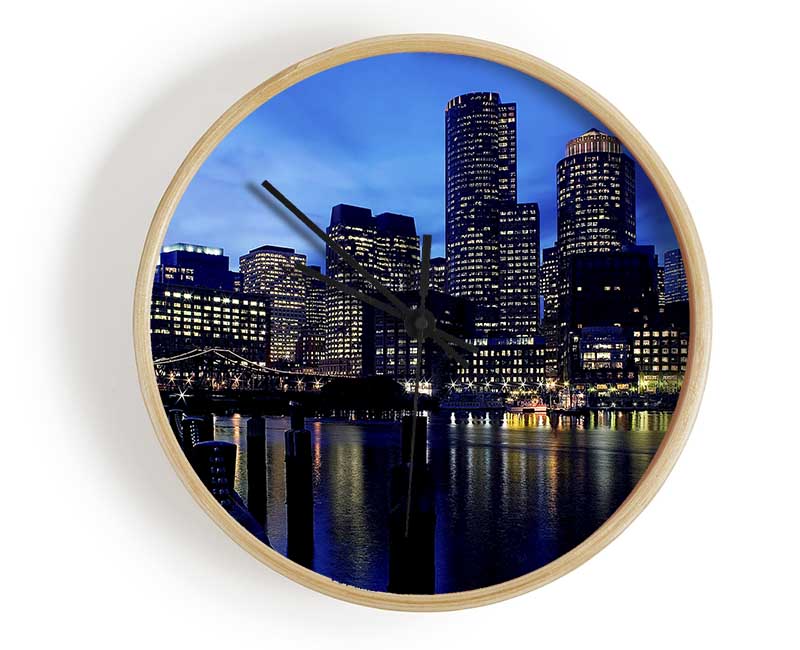 City Glow Night Blues Clock - Wallart-Direct UK