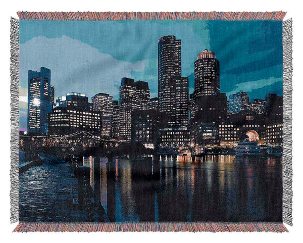 City Glow Night Blues Woven Blanket