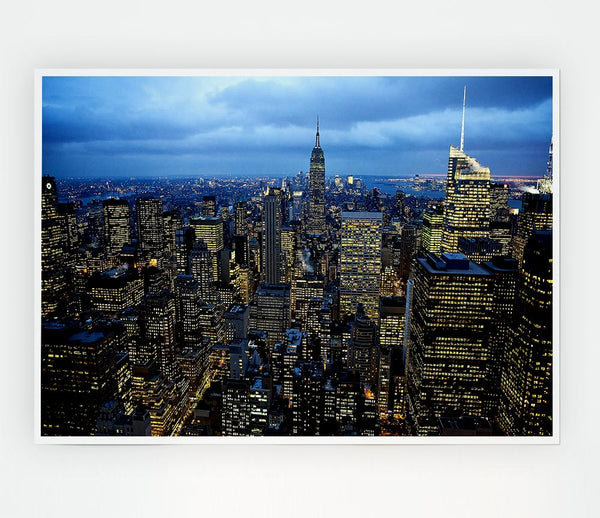 City Night Lights Print Poster Wall Art