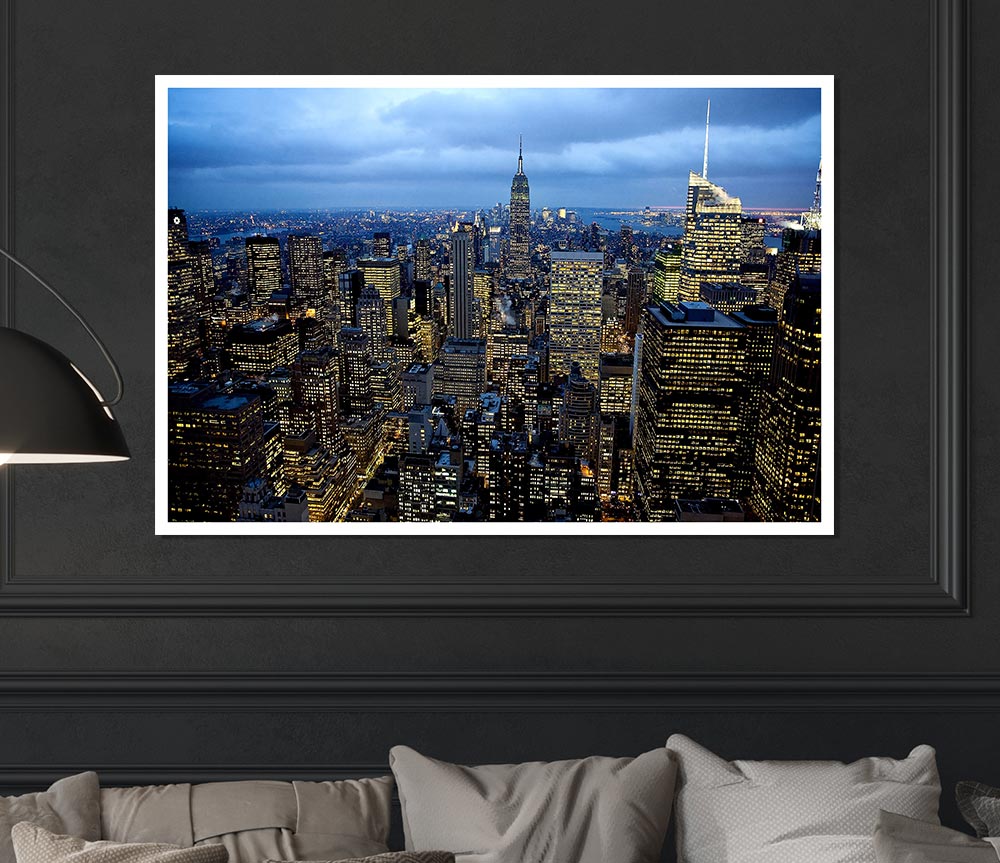 City Night Lights Print Poster Wall Art