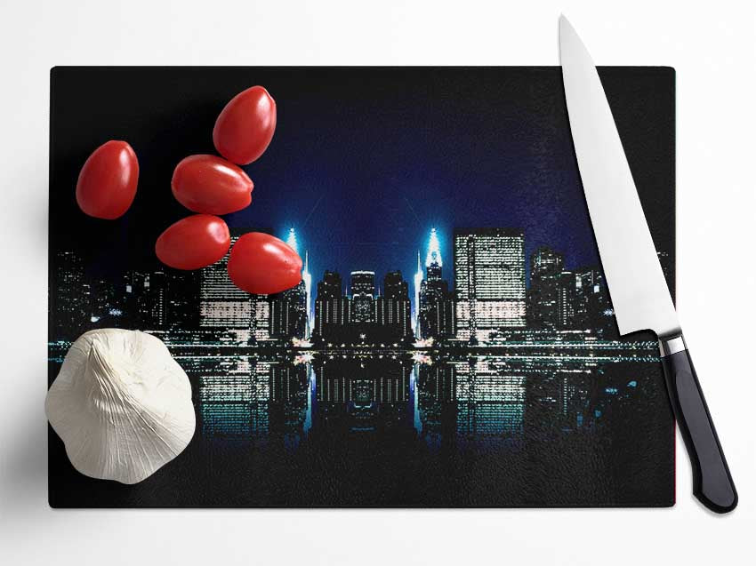 City Night Reflections Glass Chopping Board