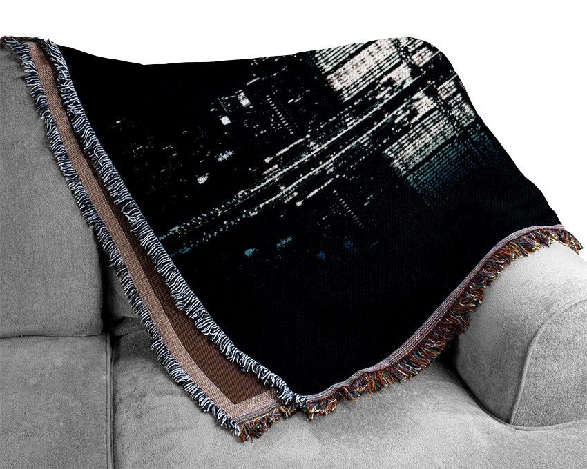 City Night Reflections Woven Blanket