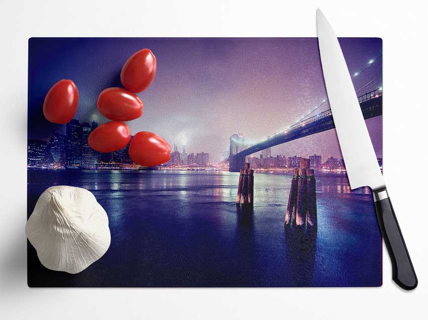 City Nights Lights Glass Chopping Board