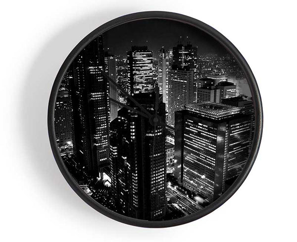 City Nights B n W Clock - Wallart-Direct UK