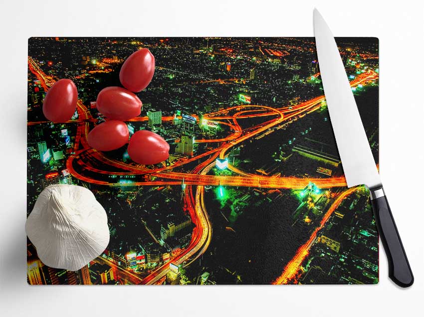 City Nightways Glass Chopping Board