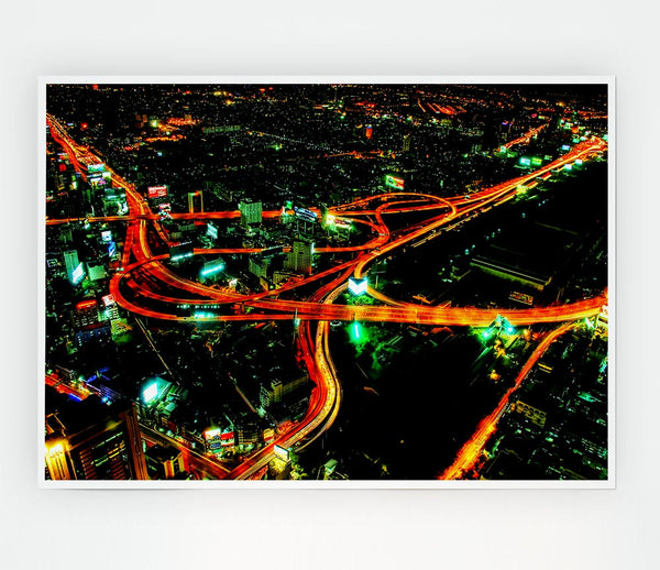 City Nightways Print Poster Wall Art