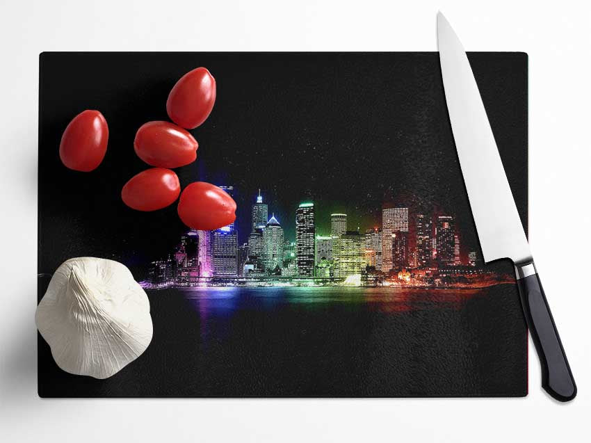 City Of Lights Glass Chopping Board