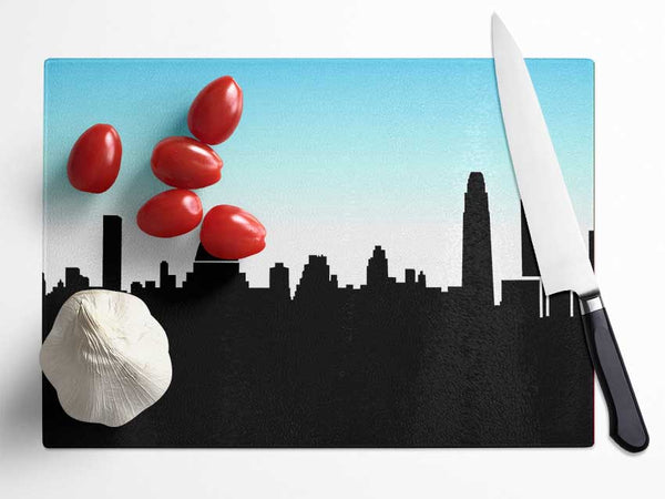 City Skyline Silhouette Glass Chopping Board