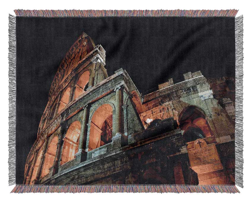 Colosseum At Night Woven Blanket