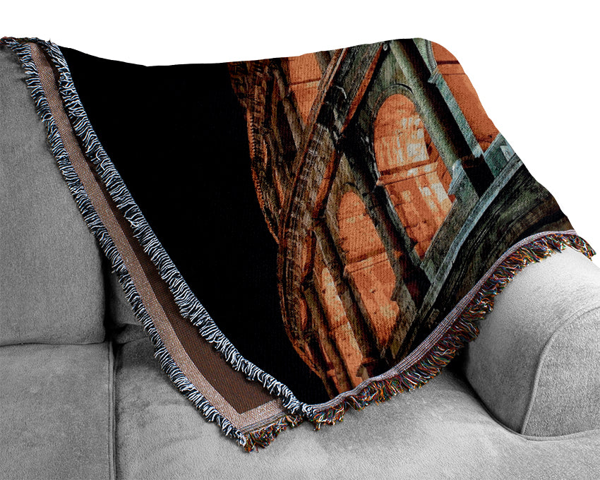 Colosseum At Night Woven Blanket