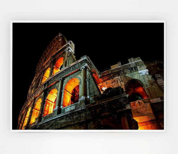 Colosseum At Night Print Poster Wall Art