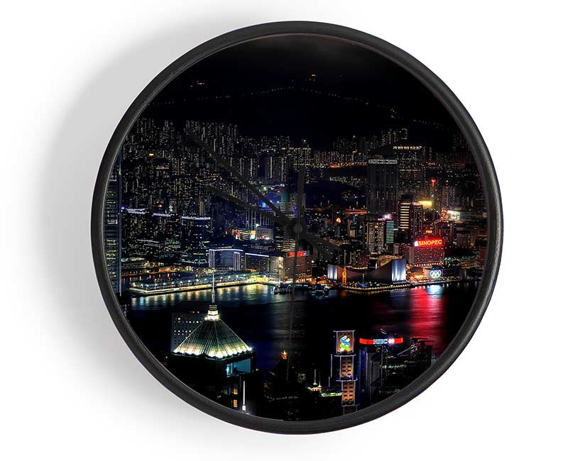 Dark night City Hong Kong Clock - Wallart-Direct UK