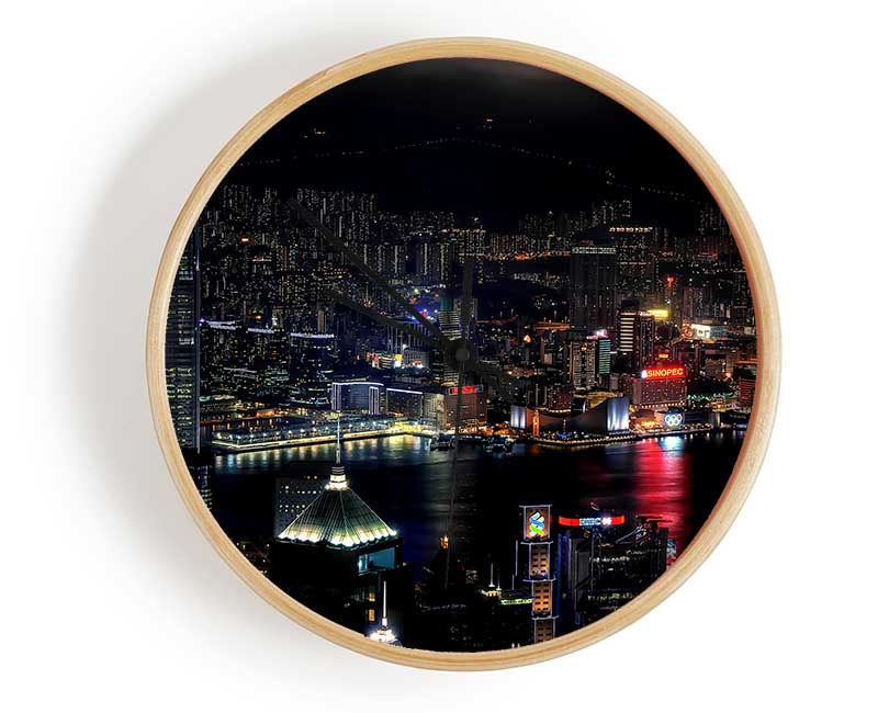Dark night City Hong Kong Clock - Wallart-Direct UK