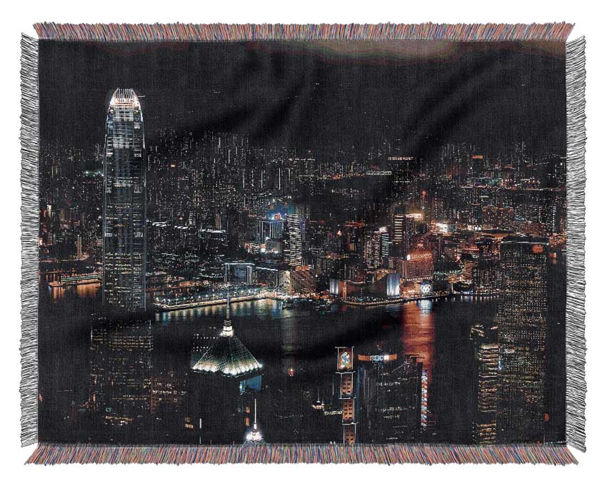 Dark night City Hong Kong Woven Blanket