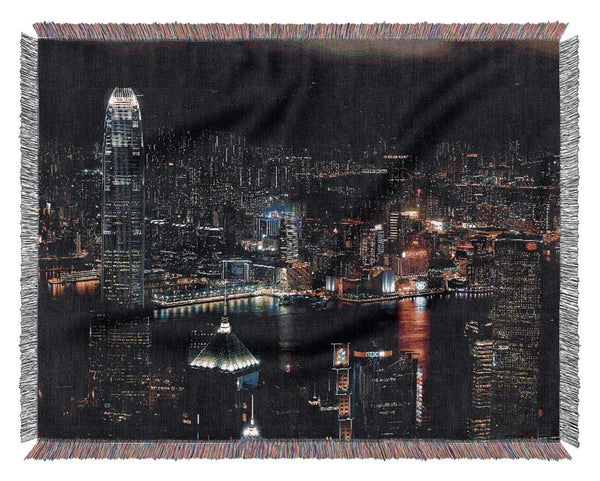 Dark night City Hong Kong Woven Blanket