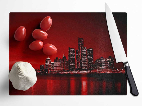 Detroit Red Nights Glass Chopping Board