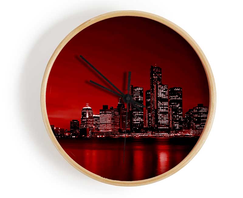 Detroit Red Nights Clock - Wallart-Direct UK