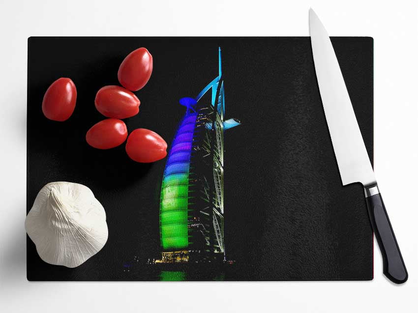 Dubai Building Green Blue Glass Chopping Board