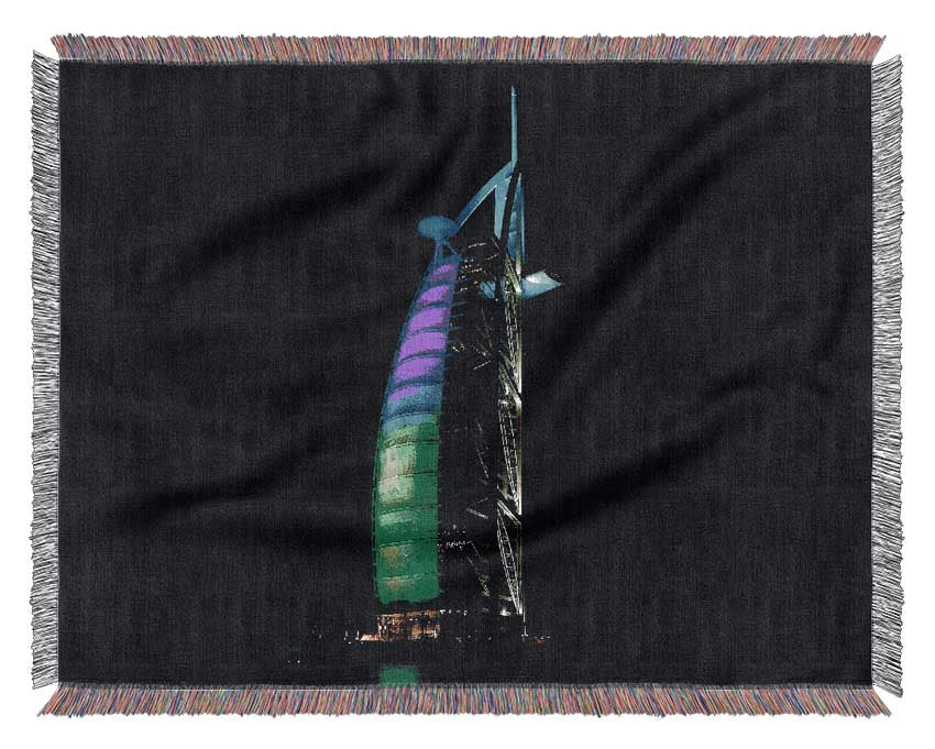 Dubai Building Green Blue Woven Blanket