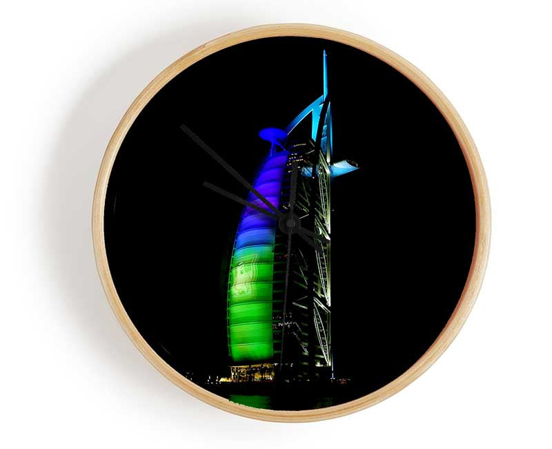 Dubai Building Green Blue Clock - Wallart-Direct UK
