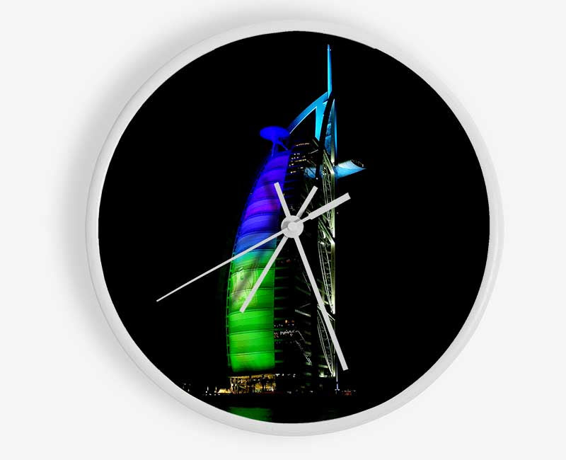 Dubai Building Green Blue Clock - Wallart-Direct UK