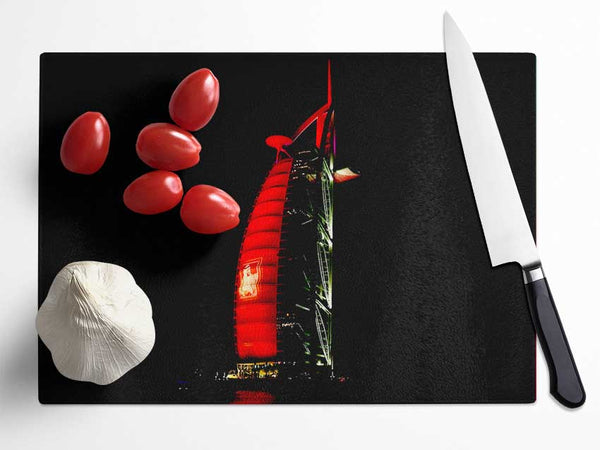 Dubai Building Red Glass Chopping Board