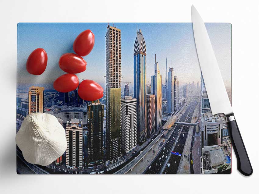 Dubai Building Blocks Glass Chopping Board