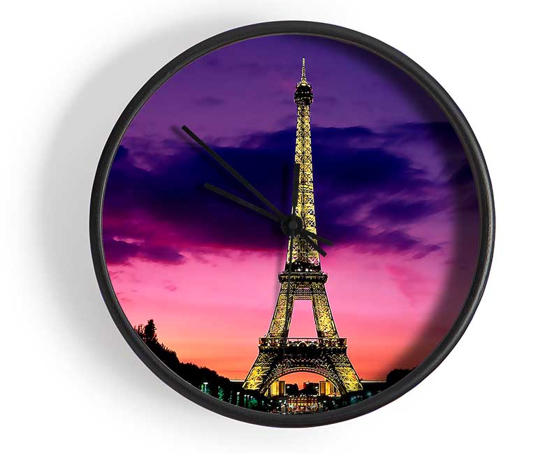 Eiffel Tower At Night Paris France Clock - Wallart-Direct UK