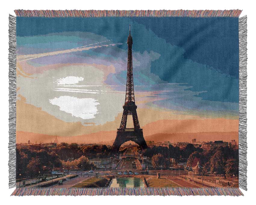 Eiffel Tower At Sunrise Woven Blanket