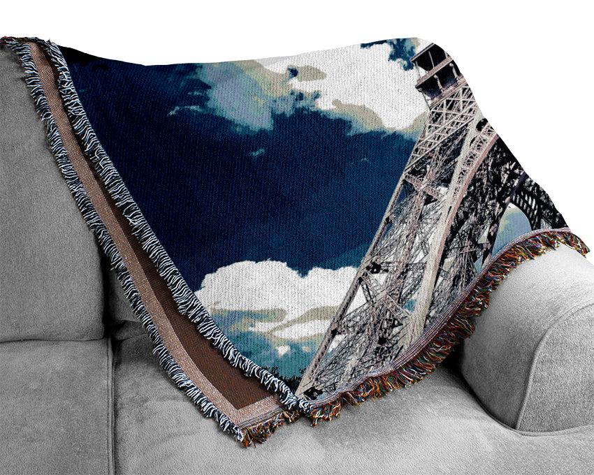 Eiffel Tower Bottom Up View Woven Blanket