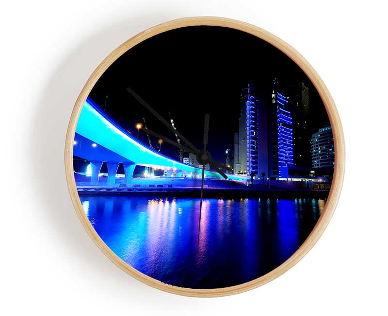 Electric Blue Bridge Clock - Wallart-Direct UK