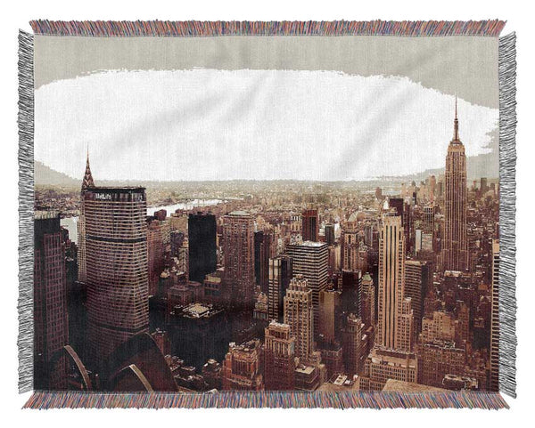 Empire State Building Retro Woven Blanket