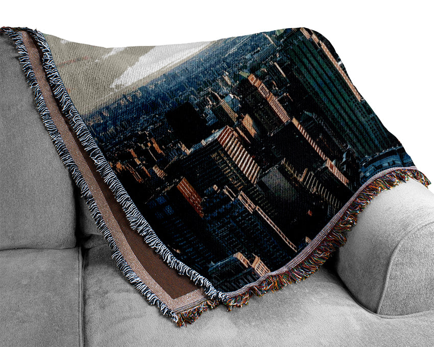 Empire State Building At Sunrise Woven Blanket