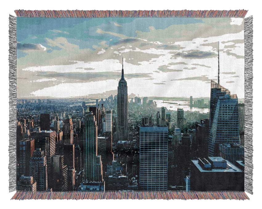 Empire State Building At Sunrise Woven Blanket