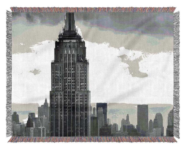 Empire State Building B n W Woven Blanket