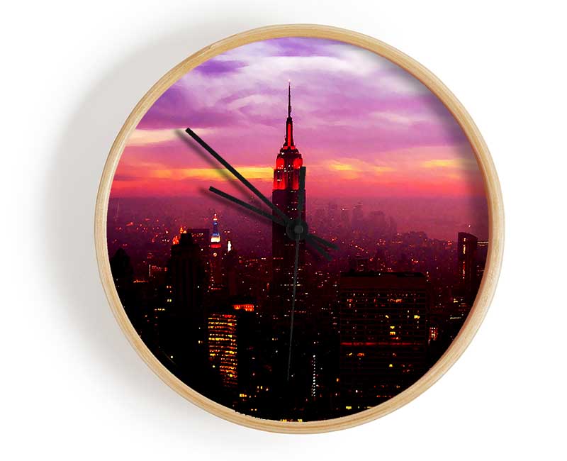 Empire State Building Evening Glow Clock - Wallart-Direct UK
